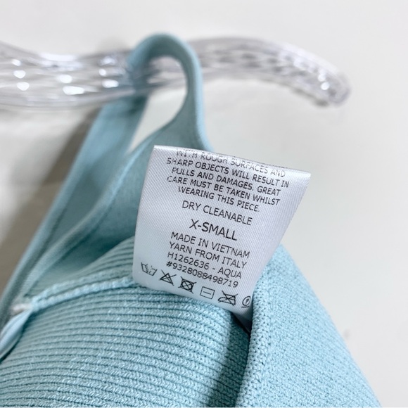 Scanlan Theodore Crepe Knit Square Neck Dress (Sz XS) Midi Light Blue Aqua - Picture 12 of 16